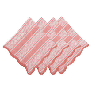 Coral Cabana Stripe Linen Napkin Set