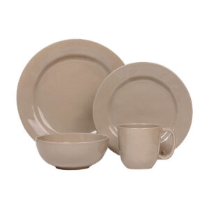 Elegant Taupe Four Piece Dinnerware Set