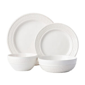 Artisan White Layered Four Piece Dinnerware Set