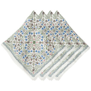 Chambray Botanical Floral Linen Napkin Set