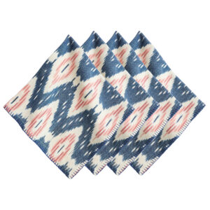 Red Ikat Pattern Linen Napkin Set