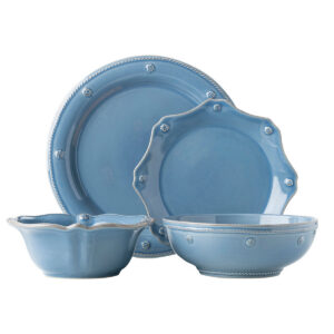 Decorative Soft Blue Four Piece Dinnerware Set