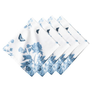 Chambray Botanical Floral Linen Napkin Set Textured