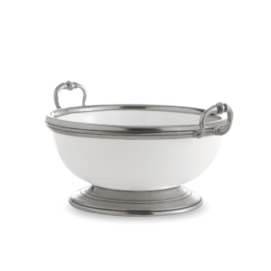 White Metal Footed Compote Bowl Profile